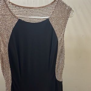 Long black dress with beading detail